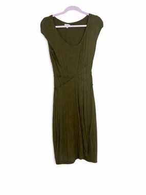 Max Studio Womens Dress  khaki green Short Sleeve Knit Casual ‎ Dress XL